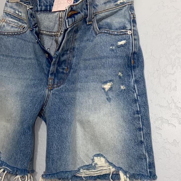 Revice Denim High Rise Light Wash Destroy Distress Button Fly Shorts Size 27 - Picture 5 of 11